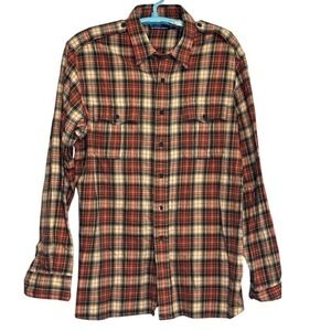 Polo Ralph Lauren Red Plaid Flannel Shirt Long Sleeve Flap Pockets Epaulettes XL